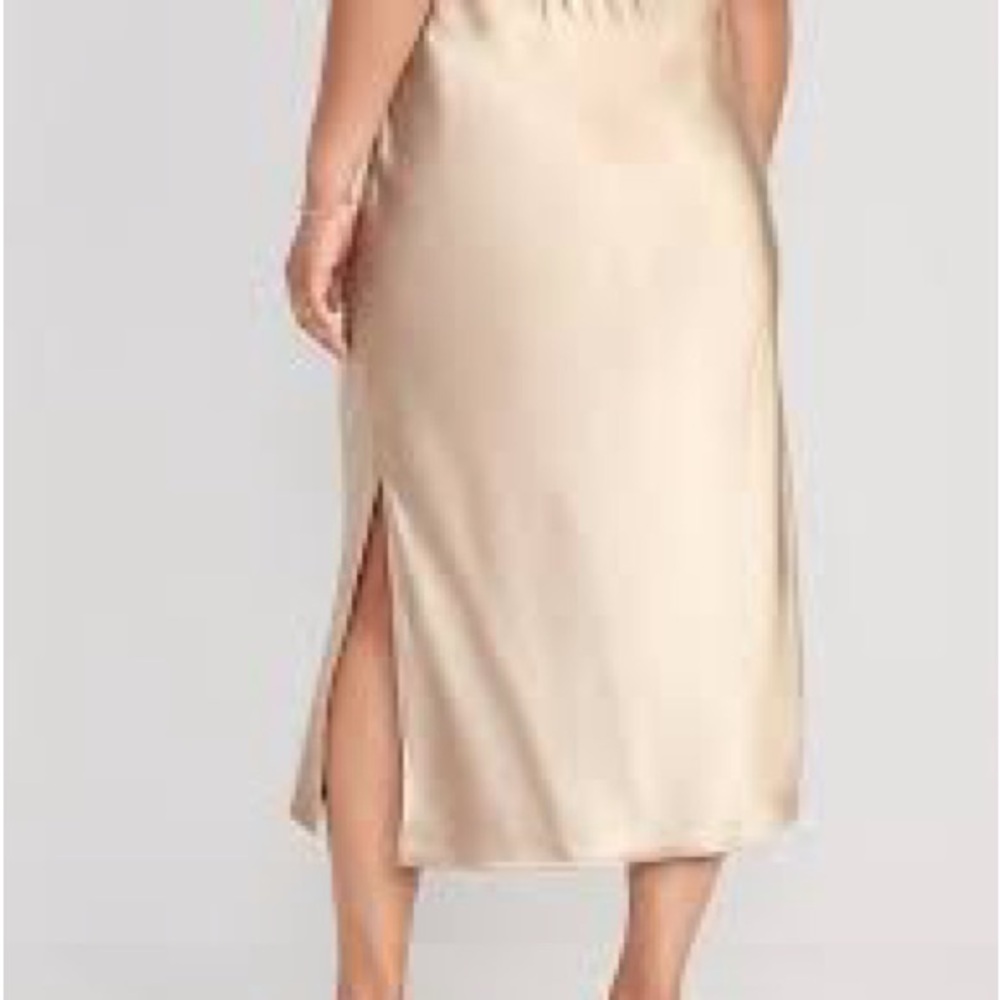 Old Navy Cream Slip Midi Skirt with Side Slit - Picture 5 of 6